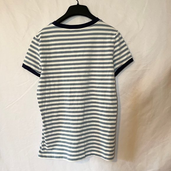 NWT Listicle Blue Striped Shirt Navy Ring Collar Sz S - Picture 4 of 5